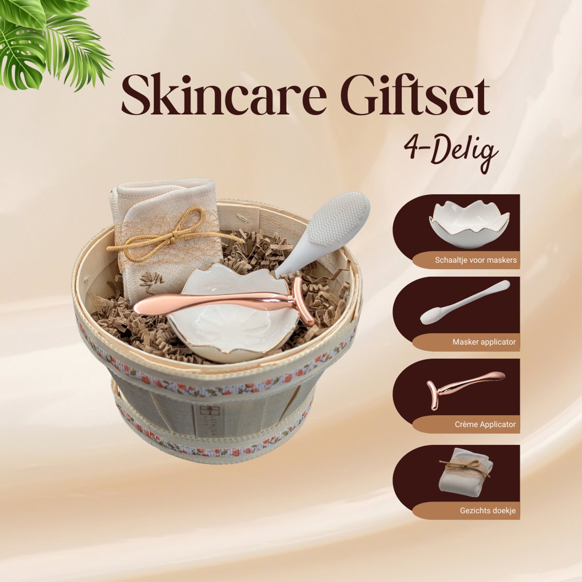 4-piece Skincare Tools | Mask Applicator, Cream Spatula, Mixing Bowl and Face Cloth