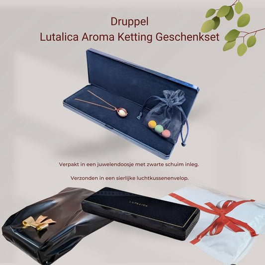 Aroma Necklace with Drop-shaped Pendant including 4 lava stones | Packaged in a luxurious jewelry box