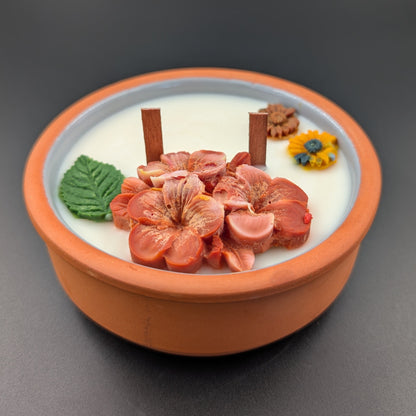 Earth- scented candle made in vintage Terracotta Bowl-1
