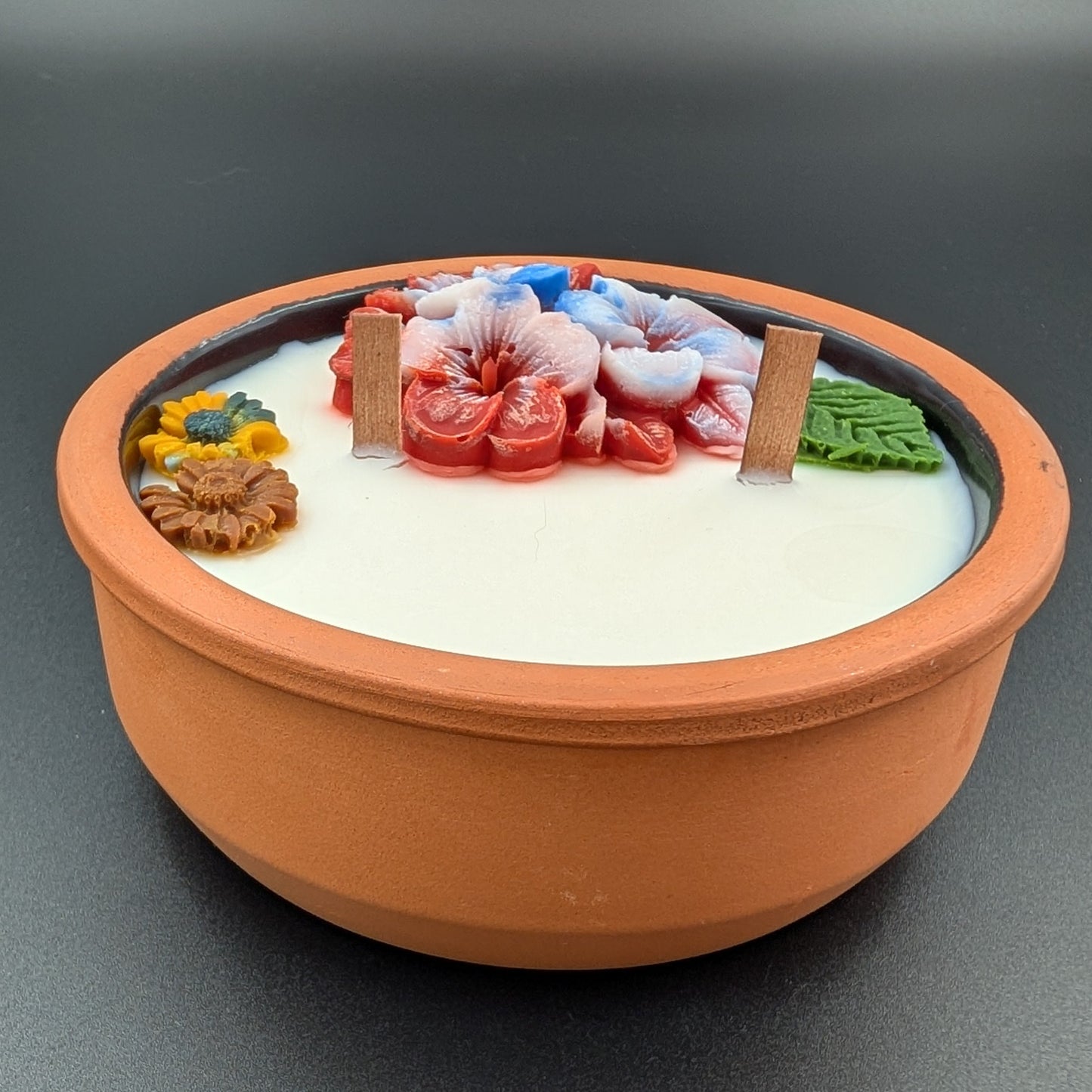 Earth- scented candle made in vintage Terracotta Bowl-2