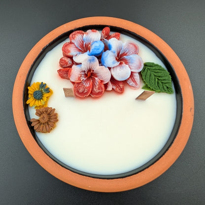 Earth- scented candle made in vintage Terracotta Bowl-3