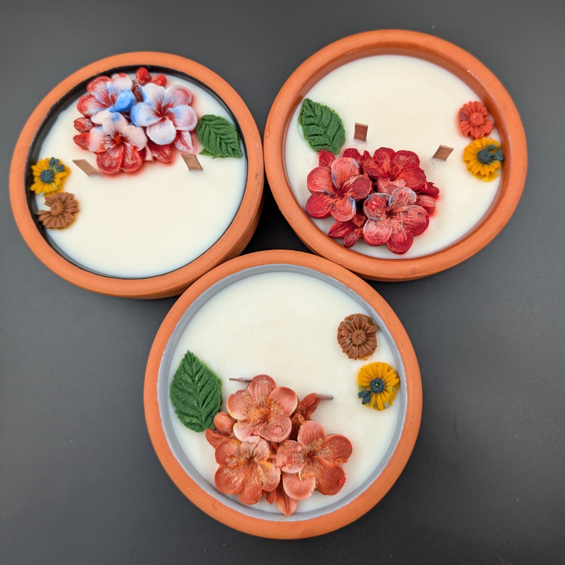 Earth- scented candle made in vintage Terracotta Bowl-4