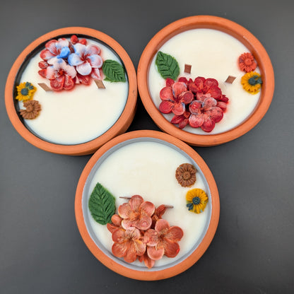 Earth- scented candle made in vintage Terracotta Bowl-4