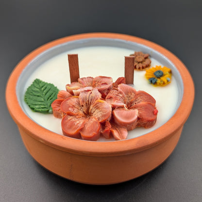 Earth- scented candle made in vintage Terracotta Bowl-6