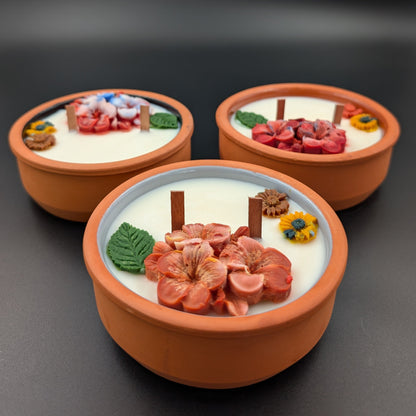 Earth- scented candle made in vintage Terracotta Bowl-7