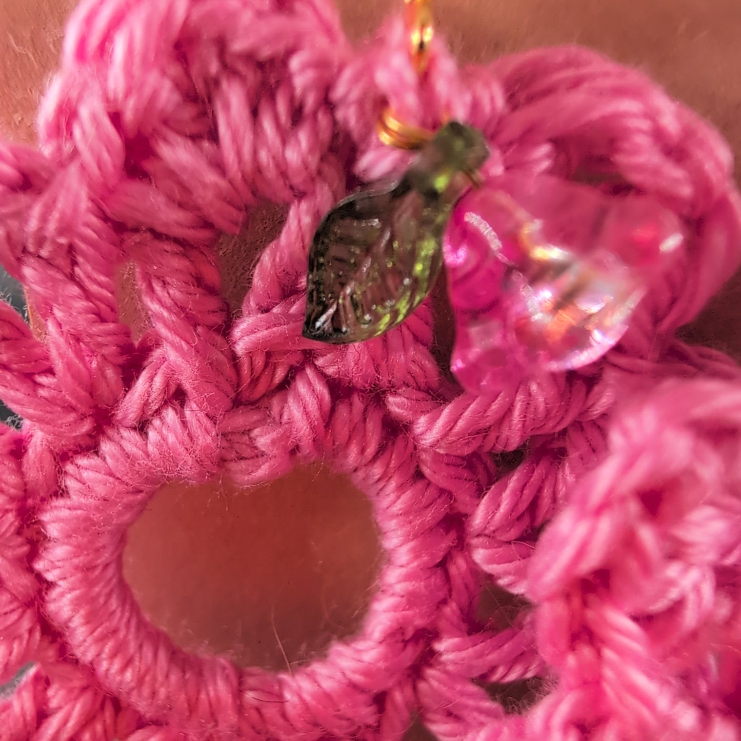 Flower Shape Crochet Earrings – Handmade by Lutalica. Rose. Gift-ready packaging. 5cm