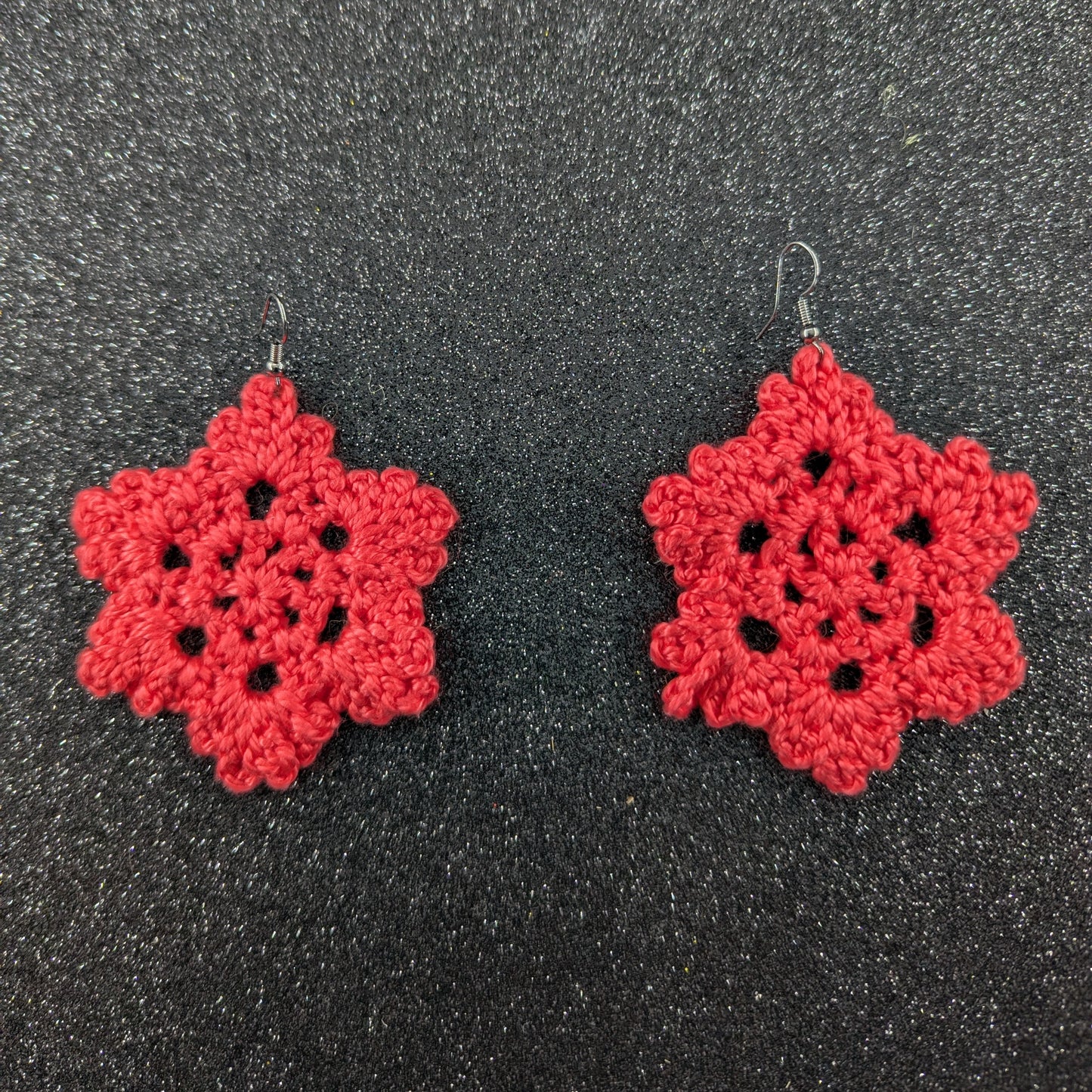 Flower Shape Crochet Earrings – Handmade by Lutalica. Coral. Gift-ready packaging. 6cm x 6cm