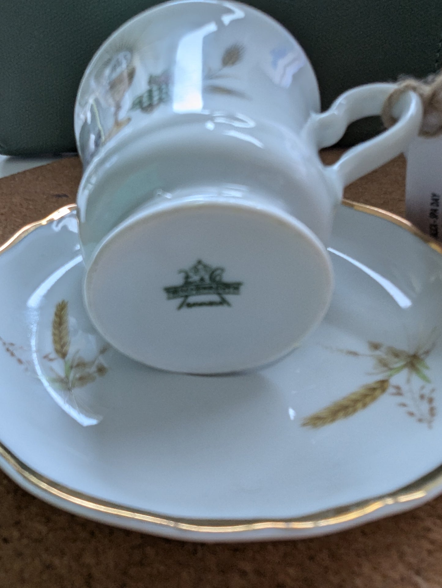 Golden Grain - Handmade Scented Candle in Vintage Teacup | Bavaria Tirschenreuth - Collectible Porcelain | Gift Wrapped | Fragrance: Lutalica-Spa Day | Rapeseed Wax