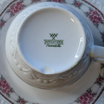 scented candle presented in an authentic Bavaria Mitterteich cup and saucer, marked with the original backstamp. 