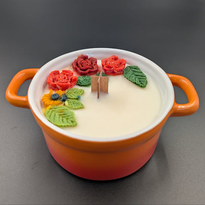 Scented candle in vintage bowl. Handmade.Orange. 