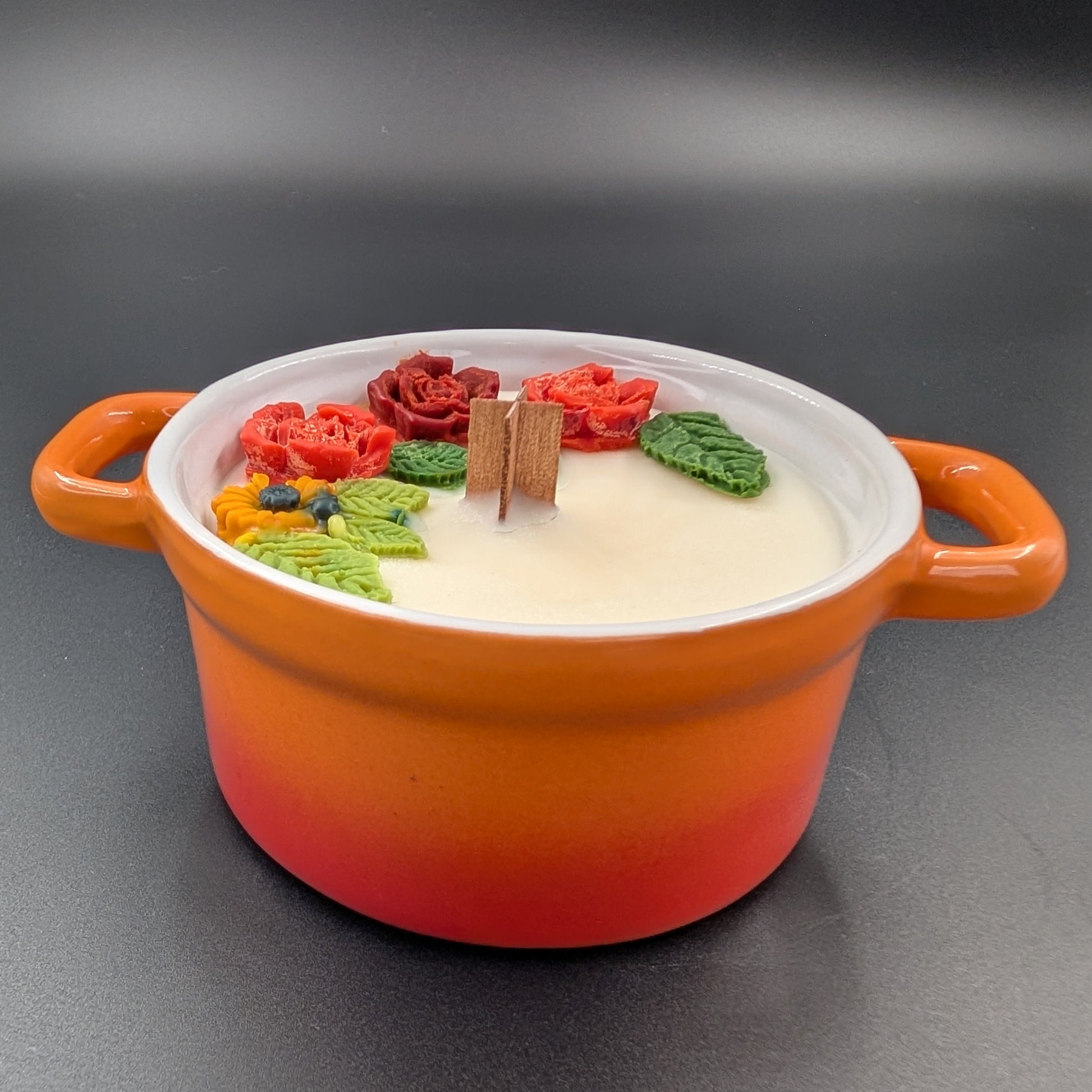 Scented candle in vintage bowl. Handmade.Orange. 2