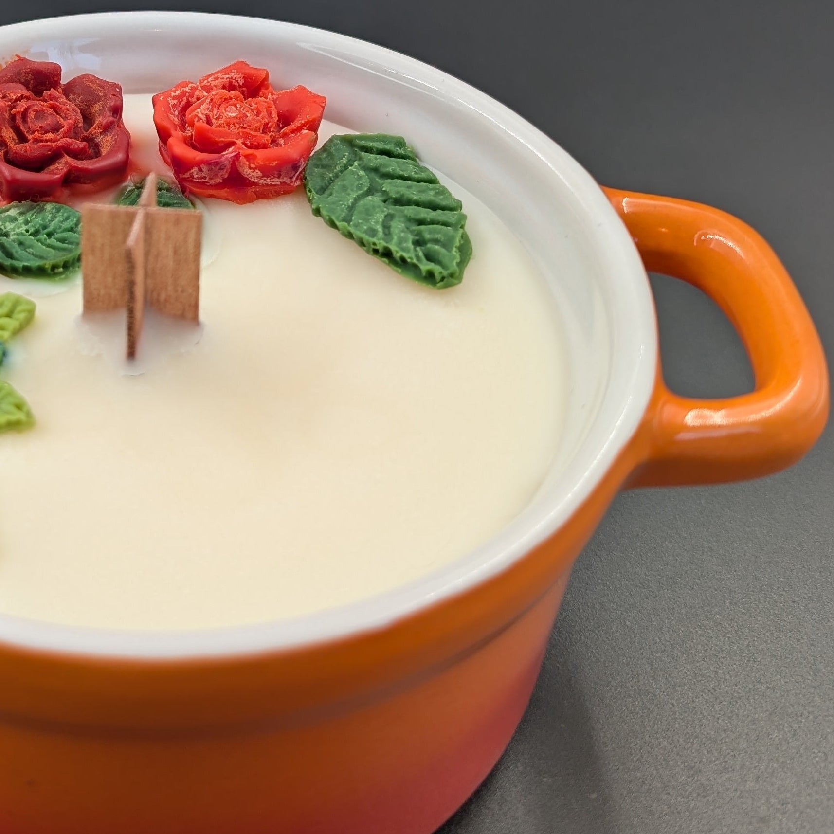 Scented candle in vintage bowl. Handmade.Orange. 3