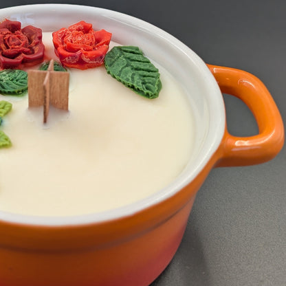 Scented candle in vintage bowl. Handmade.Orange. 3