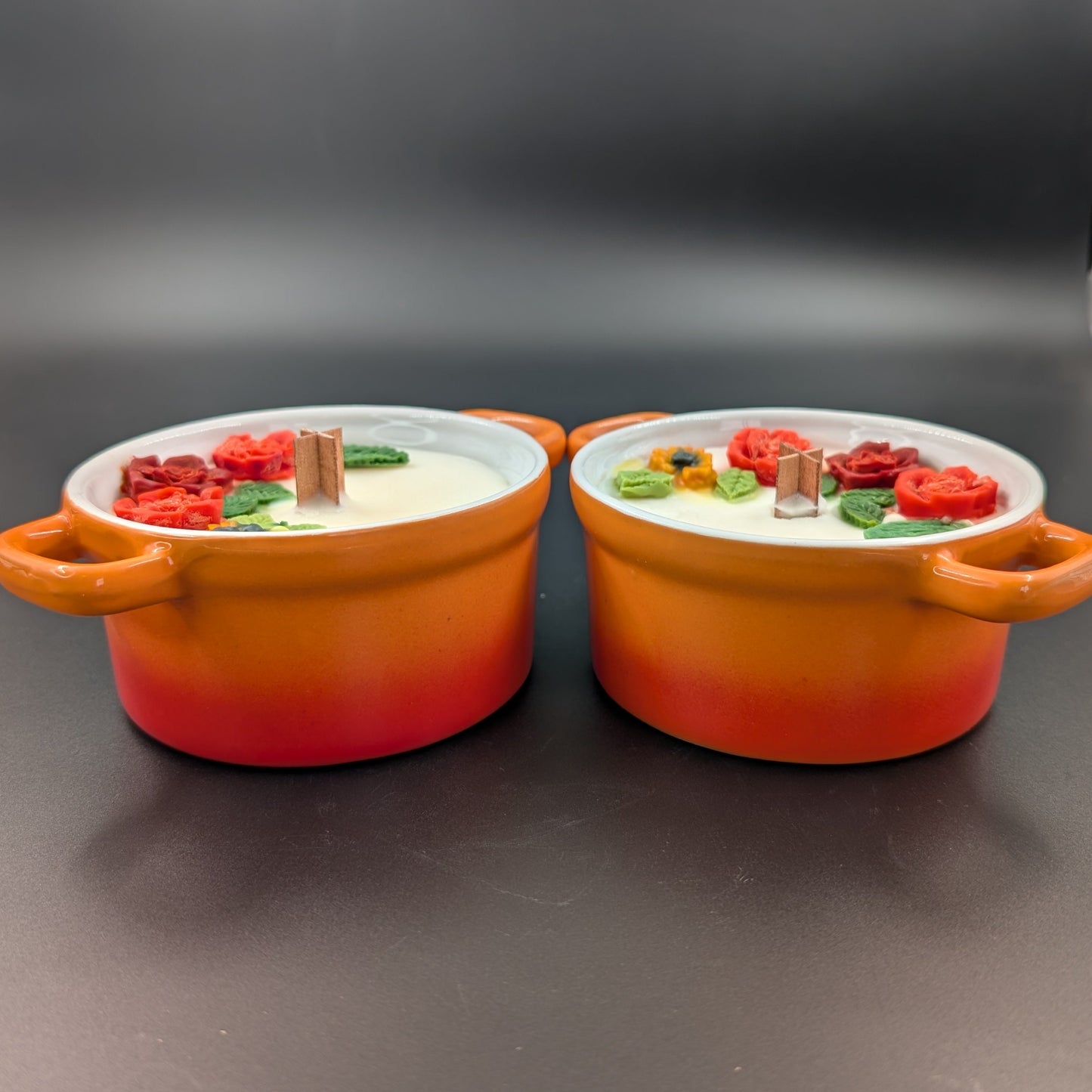 Scented candle in vintage bowl. Handmade.Orange. 5