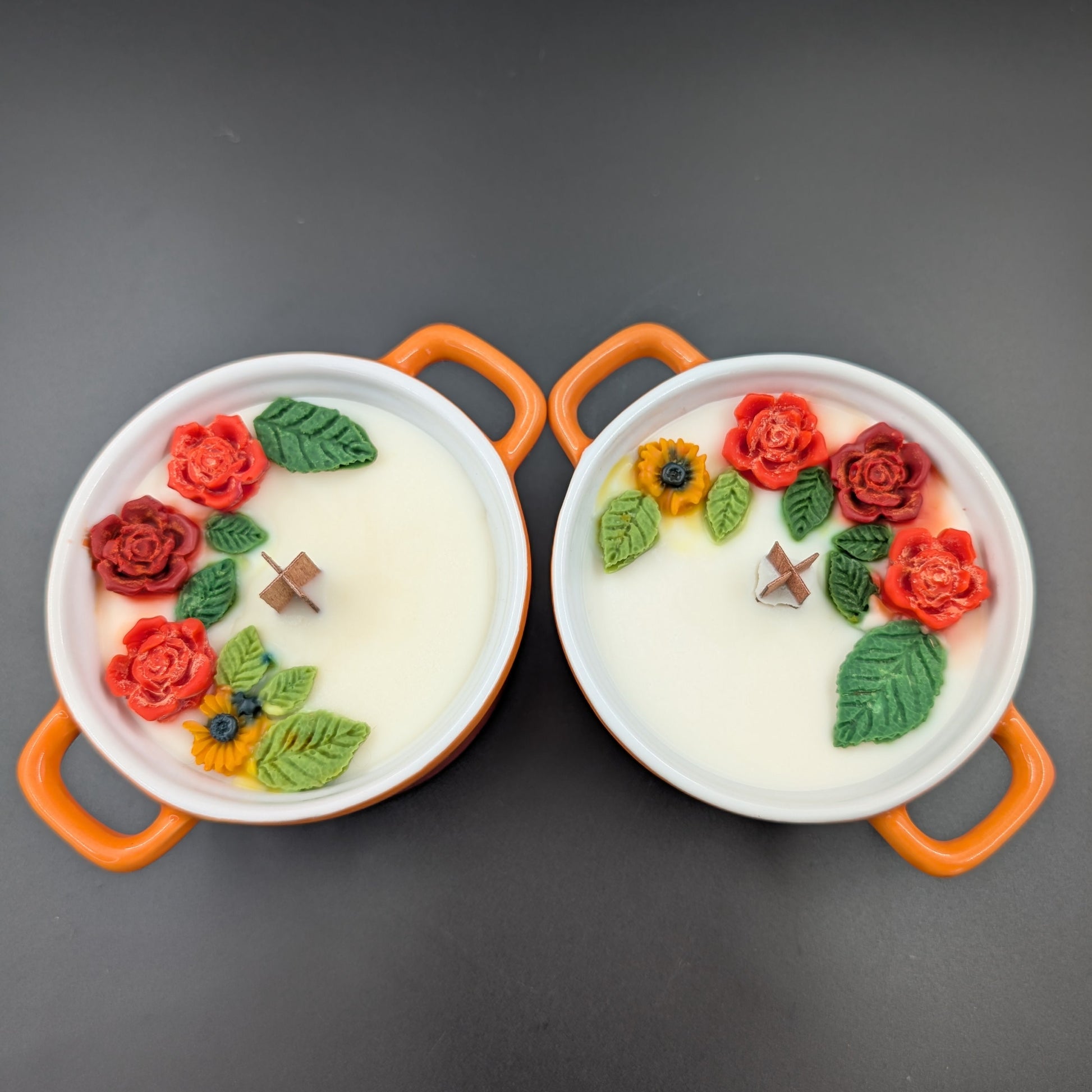 Scented candle in vintage bowl. Handmade.Orange. 6