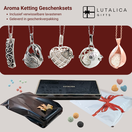 Aroma Necklace with Heart-shaped Pendant including 4 lava stones | Packaged in a luxurious jewelry box