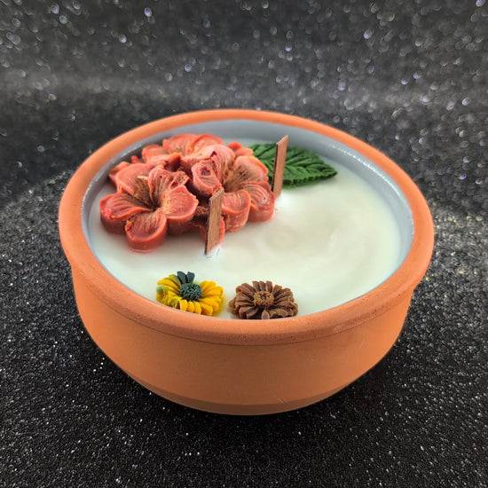 Earth- scented candle made in vintage Terracotta Bowl-