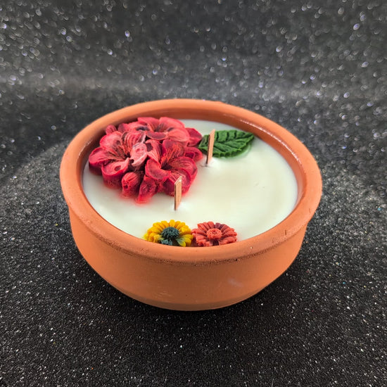 Earth- scented candle made in vintage Terracotta Bowl-
